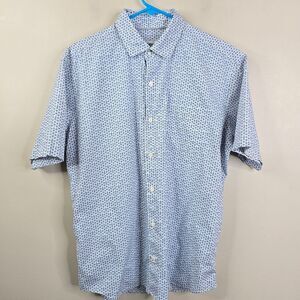 Peter Millar Martini Glass And Shaker Printed Short Sleeve Button Down Large